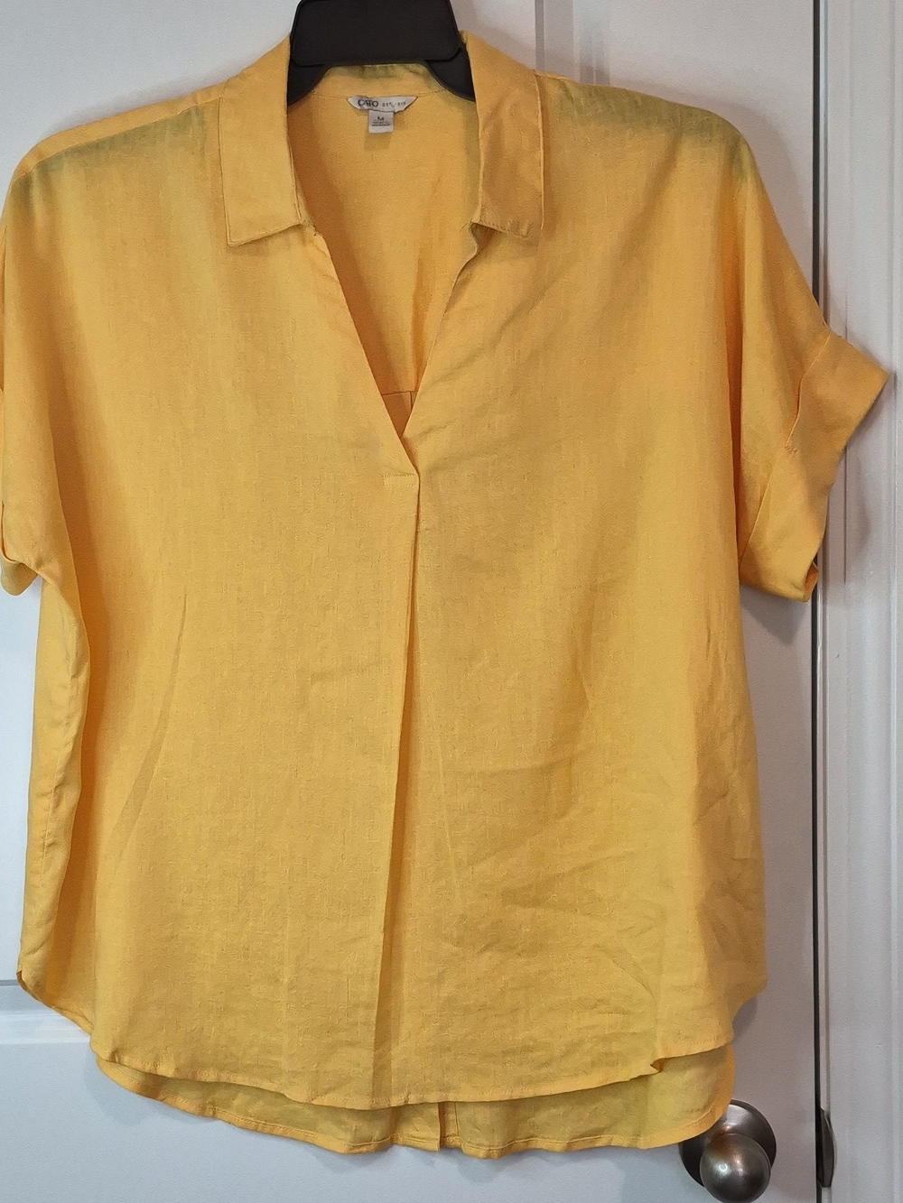 Cato Yellow V-Neck Short Sleeve Blouse Size M